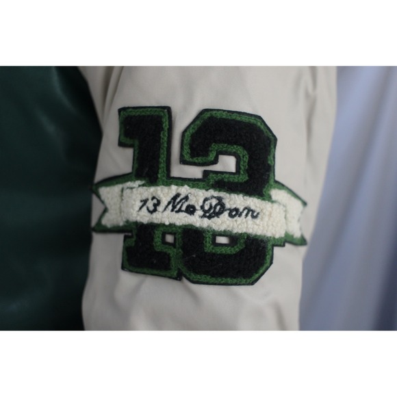 Fashion Nova Green Faux Leather Varsity Jacket Letterman Style Small - Picture 5 of 9